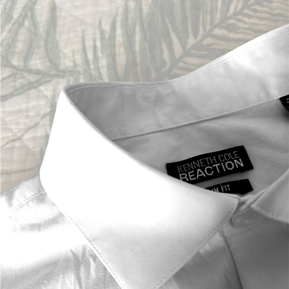 Men’s White long sleeve Slim Fit KENNETH COLE REACTION 15 1/2 34-35 Dress Shirt - Picture 5 of 9